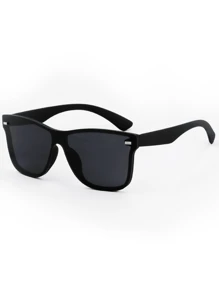 Gafas de sol UNISEX sin marco,plano, tipo wayfarer - Negro - Ver 3