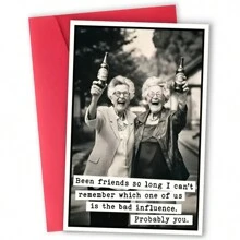 1pc Best Friend Humorous Birthday Card, Thank You Friendship Greeting Card, With Envelope - Suitable For Class Reunions, Birthday Parties, And Elderly Social Gatherings - Unusual Gift For Best Friends,Christmas