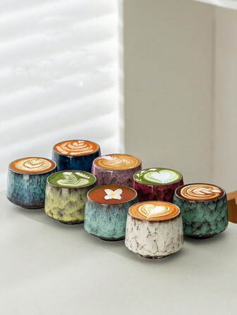 1 件高端陶瓷咖啡杯，带喷砂花釉沙特托盘图案，适合个人或办公室使用，小茶/牛奶/早餐杯学校用品返校