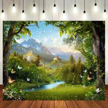 Toile de fond polyvalente inspirée de la nature "Chutes pittoresques" - Scènes de cascade, de montagne et de forêt pour la décoration d'intérieur, les photomatons et les séances en studio, en polyester, utilisation intérieure/extérieure, Noël