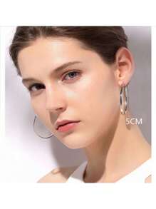 1 对时尚大号银质环状耳环，直径 50 毫米，优雅 - Nano Coating 2000um/min - 查看 4