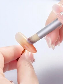 2 Packs Thick Head Nail Art Smudge Brush Nail Art Gradient Blush Brush, Gradient Purple Hair Brush Red Brown Wooden Handle Nail Painting Brush For Home DIY Nail Art Tools - Multicolor - View 6