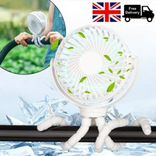 1200mAh Clip On Fan USB Rechargeable Mini Cooling Desk Baby Stroller Portable NEW - White - View 2