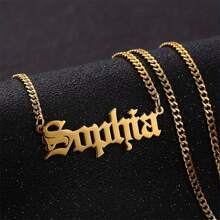 复古荣耀：定制链式项链，带有您的古董英文名字，1 件时尚、秋季时尚、复古、中性、老钱、西方、野性、哥特、朋克定制、个性化、独特理想礼物，适合他/她、男朋友、女朋友、爸爸、妈妈、家人、朋友、宠物、儿子、女儿、祖父母，适合周年纪念日、情人节、母亲节、生日、毕业典礼、父亲节、婚礼、日常穿着、派对、舞会 - 金色的 - 查看 2