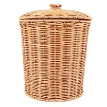 Cesta tejida para basura, cesta redonda de mimbre con tapa, macetero, cestas de almacenamiento tejidas, papelera de mimbre - Multicolor - Ver 1