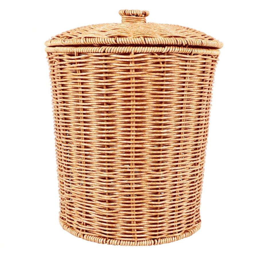Cesta tejida para basura, cesta redonda de mimbre con tapa, macetero, cestas de almacenamiento tejidas, papelera de mimbre - Multicolor - Ver 1