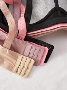 4 件女士舒适睡眠无钢圈软杯纯色 Bralette 内衣文胸 - 彩色 - 查看 5