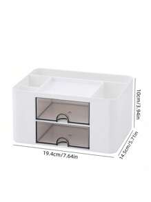 1 件带抽屉的塑料文具收纳盒 - 宽敞的分隔式桌面收纳盒，适用于化妆品、护肤品、化妆品、笔、化妆品和美容必需品 - 非常适合梳妆台、学校、书房、卧室、浴室柜和梳妆台收纳 返校万圣节装饰 万圣节服装 秋季装饰 节日装饰 - 白色 - 查看 11