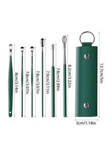 1pc Multi-Functional Ear Spoon Set With Leather Case, Adults Ear Pick Tools Spiral Earwax Removal Kit, Portable And Professional Complete Set - Multicolor - View 2