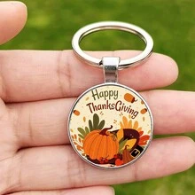 1入組HAPPY THANKSGIVING字樣掛飾鑰匙扣，感恩節、聖誕節、生日、畢業禮物、聚會等送禮絕佳選擇，適用於家人、朋友、情人等 - 銀色 - 查看 2