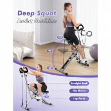 Flybird Pink Squat Machine For Home,Rodeo Core Exercise Machine,330lbs Foldable,Adjustable 4 Resistance Bands,Ride & Rowing Machine For Botty Glutes Butt Thighs,Ab Back/Leg Press Hip Thrust - Grey - View 4