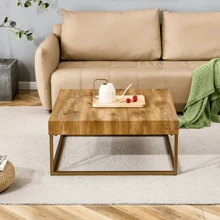 Modern Rectangular Coffee Table, Dining Table. MDF Desktop With Metal Legs. Suitable For Restaurants And Living Rooms. The Size :31.5"*31.5"*14.37".Fiah
