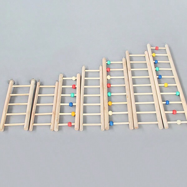 Accesorios para jaula de loro Escalera de madera maciza para juguetes de aves, juguetes para loros, escalera para trepar para loros