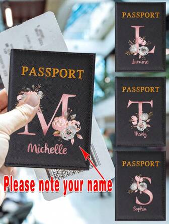 1pc Customized Name PU Passport Sleeve Cover Leather Passport Holder Protector Organizer Bank Business Card Case Protective Slim Portable Documents Storage Ultra Slim ID Card Wallet Coin Purse RFID Blocking Air Ticket Clip Fold Waterproof Women Man Travel Accessories Personalized DIY Any Name Letter Airplane Alphabet Initial Print Pattern For Office Business Letter Portable,Multifunction,Versatile,Large Capacity,Functional,Practical,All-Purpose Contracted,Vacay Vibes/Vacation,Minimalist,Leisure,Preppy,Business Casual,Commuting Personalized,Custom,Customized Personalized Gifts For Women,Crossbody Bag/Cross Body,Travel Bag,Shoulder Tote Bag Ideal Gifts For Her Girlfriend,Family,Friends,Women, Rookies & White-Collar Workers