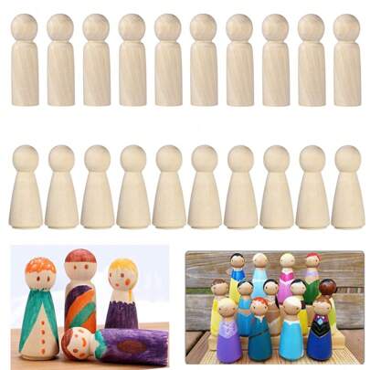 20 pezzi Corpo di bambola da 35mm, persone in legno grezzo per creazioni fatte a mano, arti e mestieri fai da te, pittura, gioco di tasselli, decorazione per feste, adatto sia per donne che per uomini