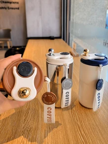 1 个 450ML/15.2oz 触摸显示杯带温度指示器，316 不锈钢双层防漏保温瓶，防滑设计适用于咖啡和茶水瓶返校 - 彩色 - 查看 6