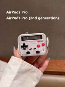 1pc Apple Airpods1/2 Bluetooth Headphone Case For Airpods3 Airpods Pro/Pro2 Generation Silver Light Luxury Retro Gaming Console Print With Circle Buckle Headphone Case - Multicolor - View 16