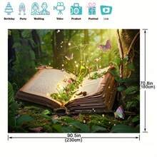 Memorable Party Backdrop - Magic Forest Fantasy Birthday Theme Black Foil Decoration Banner - Forest Book - View 7