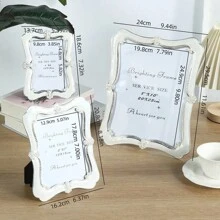 1pc European Pearl Decorative Photo Frame With Fresh And Minimalist Design, 6 Inches, 7 Inches, And 10 Inches, Made Of Gorgeous ABS Plastic Material, Suitable For Creative Decoration Of Living Rooms, Bedrooms, Offices, And Home. Photo Frame And Table (Random Inner Paper) Gifts Birthday Graduation - Silver White - View 13