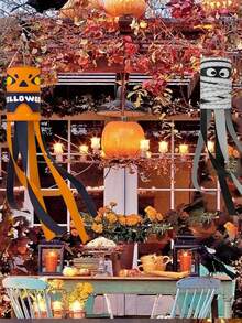 1pc Halloween Windsock Flag Spooky Cartoon Flag Wind Socks Pumpkin Bat Ghost Monster Outdoor Hanging Decorations - Multicolor - View 6