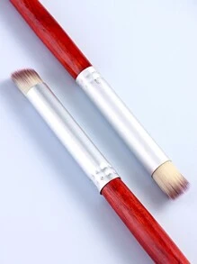 2 Packs Thick Head Nail Art Smudge Brush Nail Art Gradient Blush Brush, Gradient Purple Hair Brush Red Brown Wooden Handle Nail Painting Brush For Home DIY Nail Art Tools - Multicolor - View 3