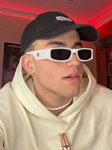 1/2 件男士亚克力 Y2K 小矩形街头时尚眼镜适合度假外出和拍照装扮，适合夏季海滩度假、户外、旅行 - 彩色 - 查看 2