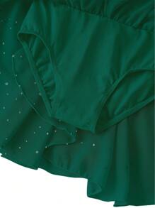 Young Girl Ballet Gymnastics Leotard With Criss-Cross Tutu Skirt - Army Green - View 6
