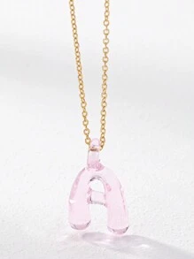 1pc Handmade Glass Initial Letter A-Z Alphabet Pendant Necklace, Special Birthday Or Holiday Gift For Friends (Color And Shape May Vary Slightly)