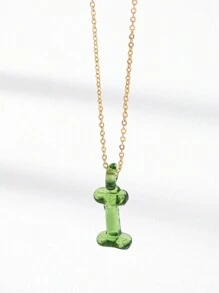 1pc Handmade Glass Initial Letter A-Z Alphabet Pendant Necklace, Special Birthday Or Holiday Gift For Friends (Color And Shape May Vary Slightly)