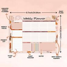 1入組橫向週計劃器，週待辦清單記事本，每週52張易撕下頁面週記事本，9.7x7.2英寸週計劃備忘錄，週計劃記事本，週桌面墊 - B5 - 查看 2