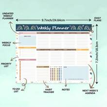 1入組橫向週計劃器，週待辦清單記事本，每週52張易撕下頁面週記事本，9.7x7.2英寸週計劃備忘錄，週計劃記事本，週桌面墊 - B5 - 查看 7