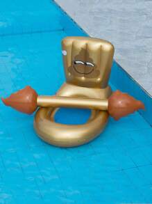 1 Set Inflatable Bumper Floating Bed And Toilet Float For Adult Water Chair, Inflatable Toilet Bumper Battle Game For Pool - 1 Golden Toilet + 1 Stick - View 8