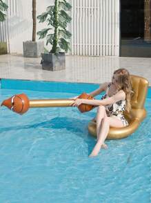 1 Set Inflatable Bumper Floating Bed And Toilet Float For Adult Water Chair, Inflatable Toilet Bumper Battle Game For Pool - 1 Golden Toilet + 1 Stick - View 4