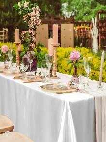 1入方形白色桌布，不褪色啞光表面，適用於高端酒店宴會、婚禮接待、餐廳派對裝飾 - 白色 - 查看 6