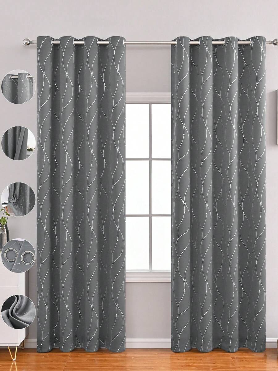 2PCS 364*214cm Juego de cortinas blackout Para recamara negro y gris Cuarto de Ventanas 84 pulgadas de Dormitorio con Paneles Draperie de Doble Capa Colorida, 2 paneles con aislamiento térmico, cortinas largas y cortinas,oscurecimiento de la habitación, cortinas grises con ojales para sala, recámara, ventana Diferentes tamaños para que elijas,Cortinas opacas con diseño de arcoíris degradado, dormitorio, sala, oscurecimiento a rayas, doble capa, con corte de estrella, decoración del hogar, cortinas de ventana con ojales degradados,Antifrío, Cortinas Opacas de para Salón, Decoración,Insonorización, aislamiento térmico Artículos para Ventanas Cortinas,Diferentes tamaños para que elijas negro y gris (54 x 63 pulgadas, 54 x 84 pulgadas) - Gris - Ver 1