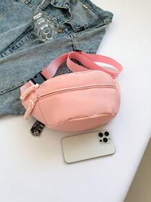 Bolsa de Ombro Multibolso de Cor Sólida, Bolsa de Peito ou Bolsa de Cintura Unissex para Esportes e Lazer