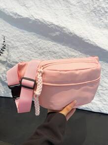 Bolsa de Ombro Multibolso de Cor Sólida, Bolsa de Peito ou Bolsa de Cintura Unissex para Esportes e Lazer