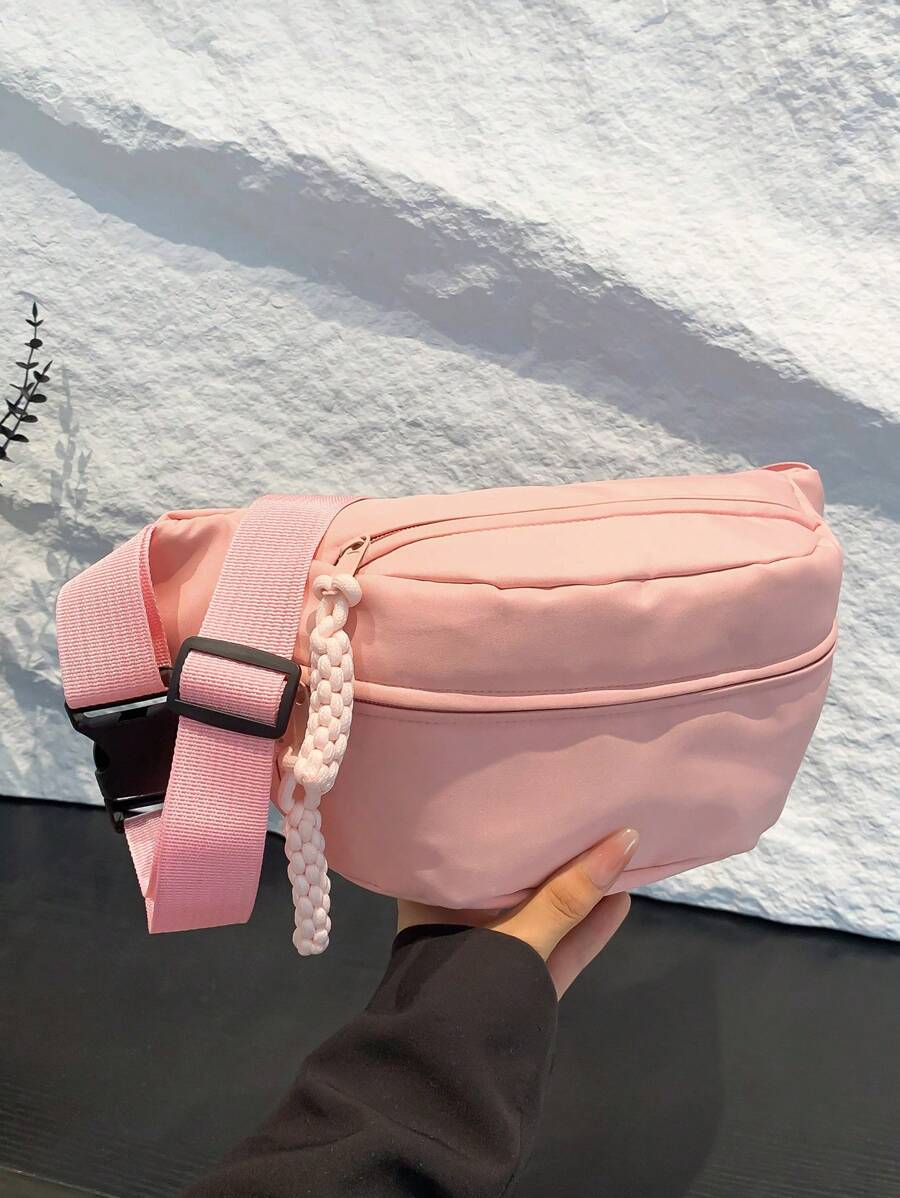 Bolsa de Ombro Multibolso de Cor Sólida, Bolsa de Peito ou Bolsa de Cintura Unissex para Esportes e Lazer