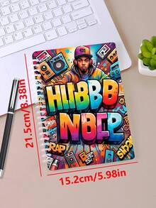 1 pieza Cuaderno recargable con portada de patrón de arte de Hip Hop Rap de 120 páginas, creativo diario desmontable, adecuado para estudiantes y oficina. - Multicolor - Ver 2