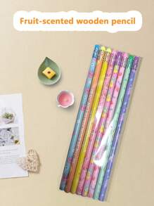 12pcs Colorful Inspirational Fruit Scented Pencils With Eraser For Exams & Drawing - Multicolor - View 6