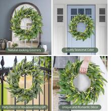 Spring Summer Wreath 24 Inch For Front Door Decor Eucalyptus Green Summer Wreath For Porch Room Farmhouse Holiday Decor - Olive Green - View 5