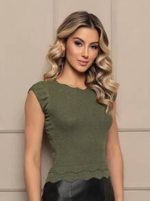 Women Knit Tops - Moss Green - View 5