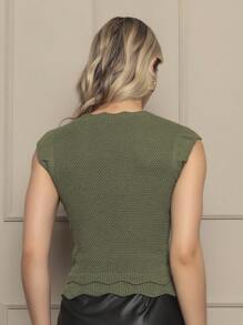 Women Knit Tops - Moss Green - View 2