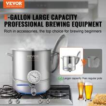 Stainless Steel Kettle, 5 Gallon Brewing Pot, Tri Ply Bottom For Beer, Brew Kettle Pot, Home Brewing Supplies Includes Lid, Handle, Thermometer, Ball Valve Spigot, Filter, Filter Tray - Silver - View 2