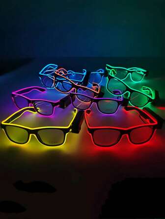 1 pieza/2 piezas/4 piezas Gafas luminosas inalámbricas con baterías incluidas, regalos para discoteca, bar, fiesta, rave, estilo , gafas LED con luz neón, gafas de brillo de festival