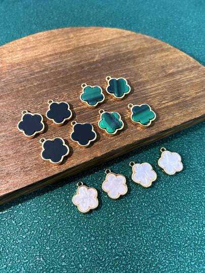 4pcs Set Fashionable Clover Flower Pendant Necklace Bracelet Earring DIY Jewelry Accessories In Black White Green Valentines