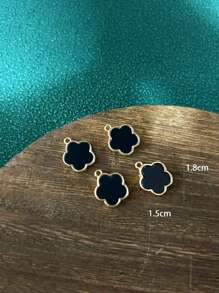 4pcs Set Fashionable Clover Flower Pendant Necklace Bracelet Earring DIY Jewelry Accessories In Black White Green Valentines