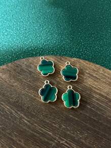 4pcs Set Fashionable Clover Flower Pendant Necklace Bracelet Earring DIY Jewelry Accessories In Black White Green Valentines