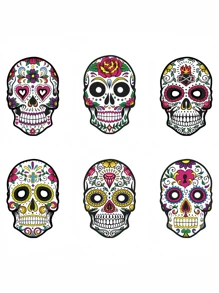 6pcs Halloween Party Makeup Masquerade Paper Skull Skeleton Ghost Face Masks DIY Mask