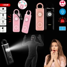 1 pieza Alarma de seguridad personal, alarma de seguridad para defensa personal con bocina de 130dB y luz LED de SOS, alarma de llavero, batería recargable - Multicolor - Ver 2